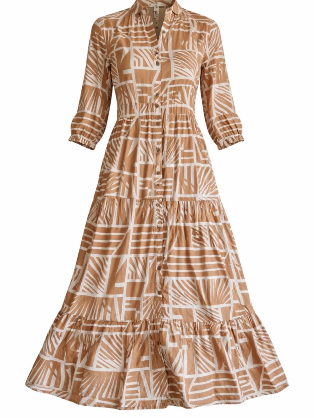 Salty Lemon Womens Maxi Dress Boho Button Front Toffee Print Size M